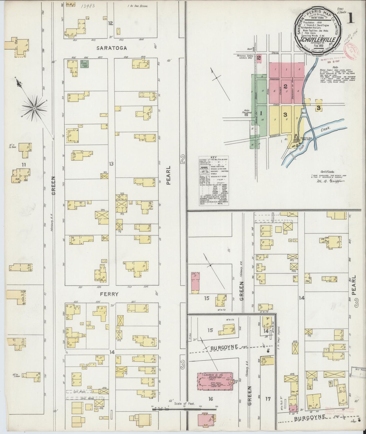 Sanborn Fire Insurance Map from Schuylerville, Saratoga County, New York (1895), Sheet #0001 - Complete Map Set gallery image, historic Sanborn map, vintage wall art, New York New York
