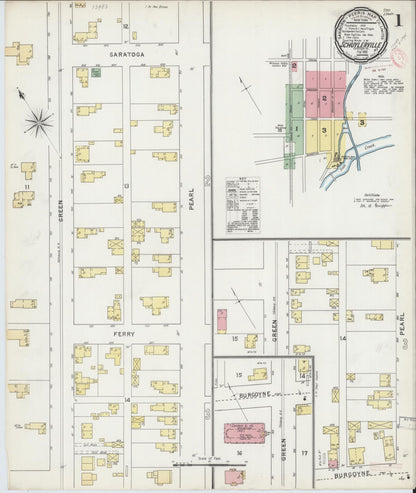 Sanborn Fire Insurance Map from Schuylerville, Saratoga County, New York (1895), Sheet #0001 - Complete Map Set gallery image, historic Sanborn map, vintage wall art, New York New York