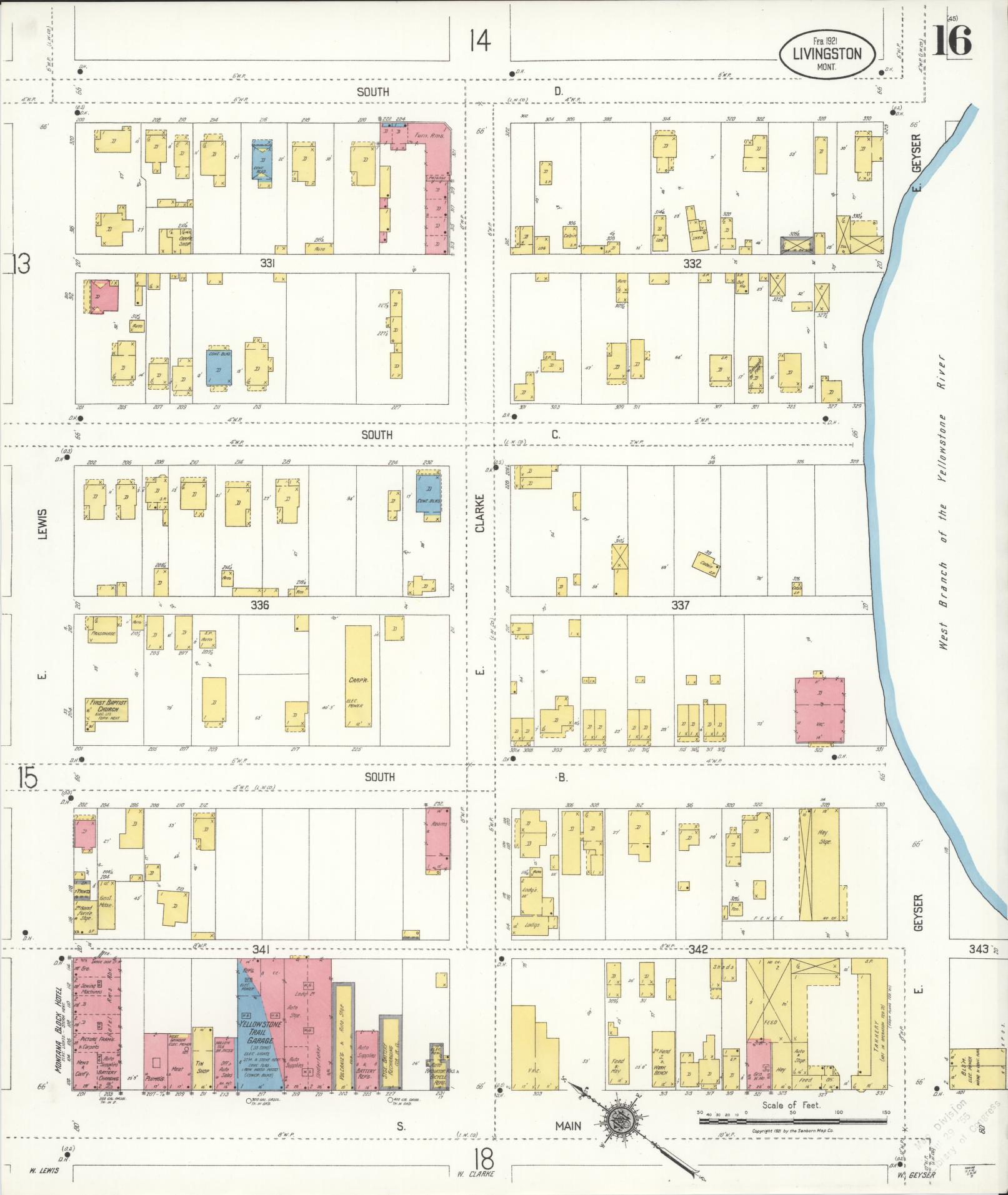 Sanborn Fire Insurance Map from Livingston, Park County, Montana (1921), Sheet #0016 - Complete Map Set gallery image, historic Sanborn map, vintage wall art, Montana Montana