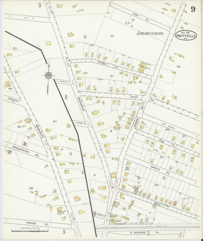 Sanborn Fire Insurance Map from Amityville, Suffolk County, New York (1915), Sheet #0009 - Complete Map Set gallery image, historic Sanborn map, vintage wall art, New York New York
