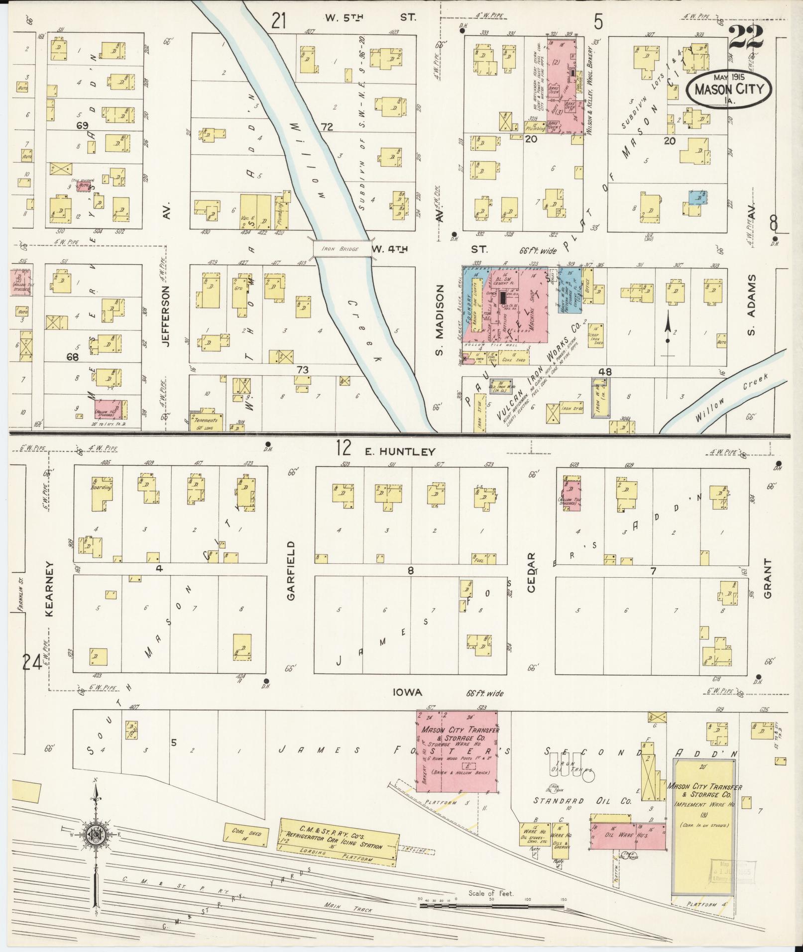 Sanborn Fire Insurance Map from Mason City, Cerro Gordo County, Iowa (1915), Sheet #0022 - Historic Sanborn Fire Insurance Map Print