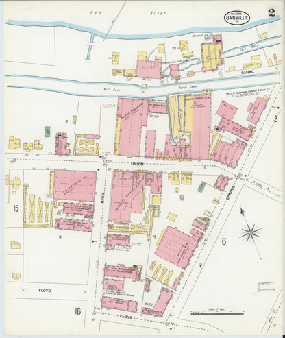 Sanborn Fire Insurance Map from Danville, Independent Cities, Virginia (1904), Sheet #0002 - Complete Map Set gallery image, historic Sanborn map, vintage wall art, Virginia Virginia