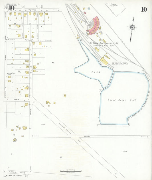 Sanborn Fire Insurance Map from Commerce, Hunt County, Texas (1933), Sheet #0010 - Historic Sanborn Fire Insurance Map Print, vintage old map wall art, antique decor, genealogy gift, Texas Texas map