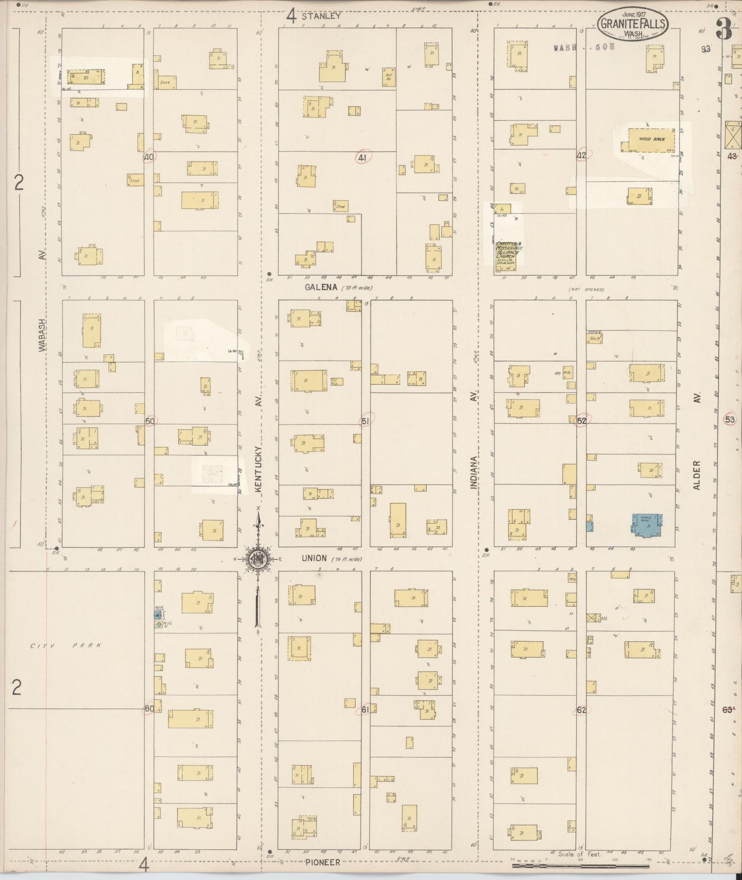 Sanborn Fire Insurance Map from Granite Falls, Snohomish County, Washington (1929), Sheet #0003 - Complete Map Set gallery image, historic Sanborn map, vintage wall art, Washington Washington