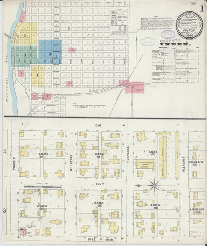 Sanborn Fire Insurance Map from Fulton, Whiteside County, Illinois (1897), Sheet #0001 - Complete Map Set gallery image, historic Sanborn map, vintage wall art, Illinois Illinois