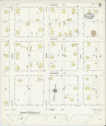 Sanborn Fire Insurance Map from Sallisaw, Sequoyah County, Oklahoma (1914), Sheet #0003 - Complete Map Set gallery image, historic Sanborn map, vintage wall art, Oklahoma Oklahoma