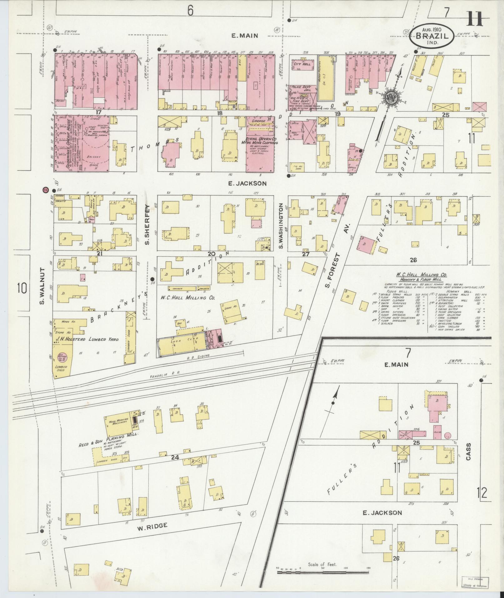 Sanborn Fire Insurance Map from Brazil, Clay County, Indiana (1910), Sheet #0011 - Complete Map Set gallery image, historic Sanborn map, vintage wall art, Indiana Indiana