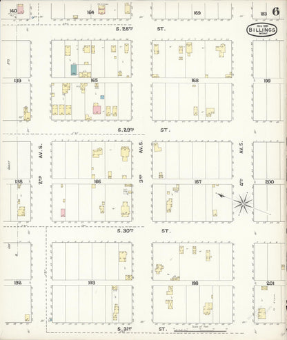 Sanborn Fire Insurance Map from Billings, Yellowstone County, Montana (1891), Sheet #0006 - Complete Map Set gallery image, historic Sanborn map, vintage wall art, Montana Montana