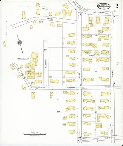 Sanborn Fire Insurance Map from Saint Johnsbury, Caledonia County, Vermont (1919), Sheet #0002 - Complete Map Set gallery image, historic Sanborn map, vintage wall art, Vermont Vermont