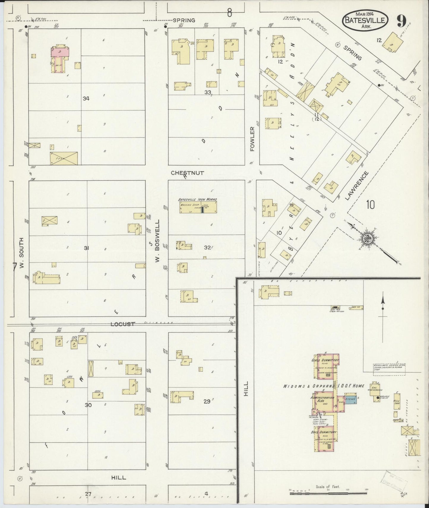 Sanborn Fire Insurance Map from Batesville, Independence County, Arkansas (1914), Sheet #0009 - Complete Map Set gallery image, historic Sanborn map, vintage wall art, Arkansas Arkansas