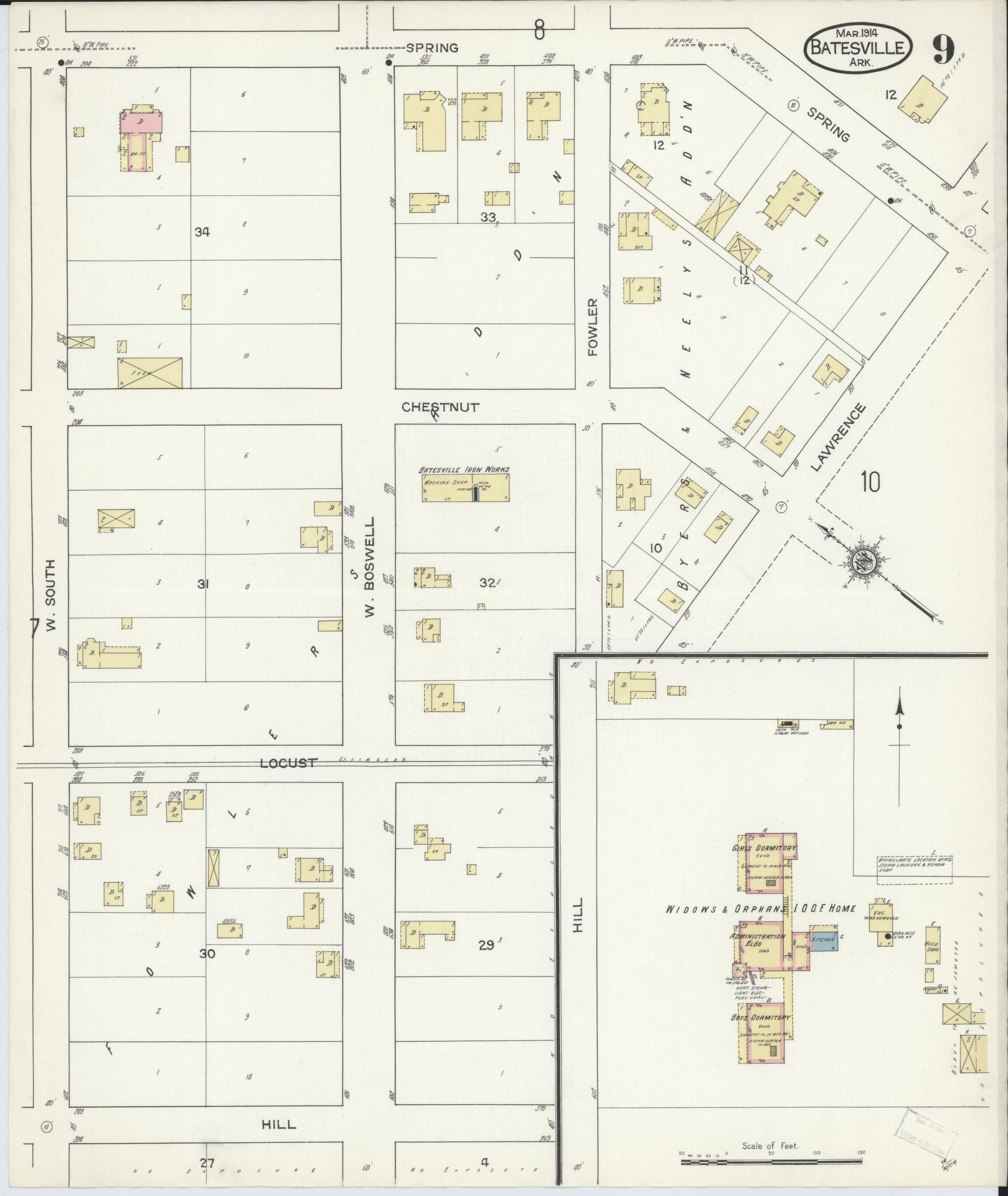 Sanborn Fire Insurance Map from Batesville, Independence County, Arkansas (1914), Sheet #0009 - Complete Map Set gallery image, historic Sanborn map, vintage wall art, Arkansas Arkansas