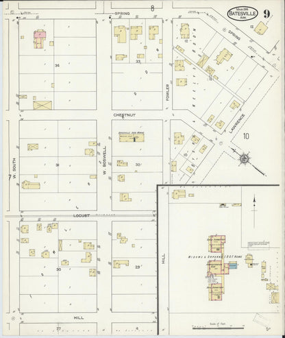 Sanborn Fire Insurance Map from Batesville, Independence County, Arkansas (1914), Sheet #0009 - Complete Map Set gallery image, historic Sanborn map, vintage wall art, Arkansas Arkansas
