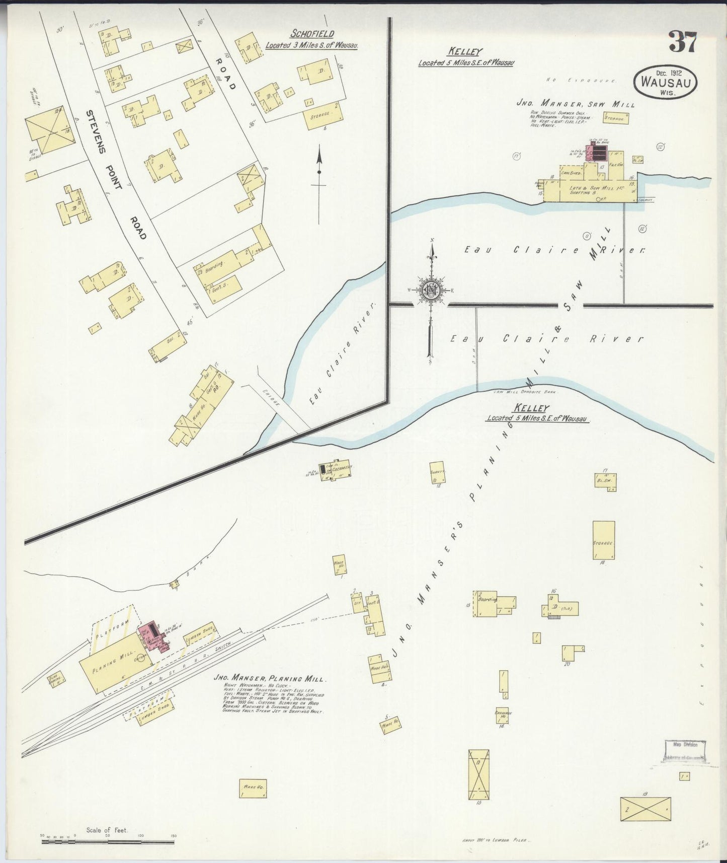 Sanborn Fire Insurance Map from Wausau, Marathon County, Wisconsin (1912), Sheet #0037 - Complete Map Set gallery image, historic Sanborn map, vintage wall art, Wisconsin Wisconsin