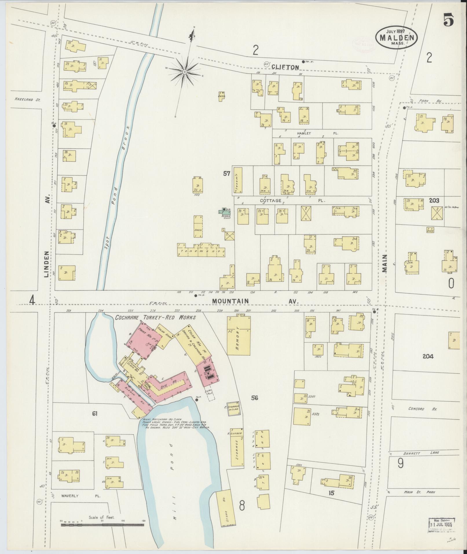 Sanborn Fire Insurance Map from Malden, Middlesex County, Massachusetts (1897), Sheet #0005 - Complete Map Set gallery image, historic Sanborn map, vintage wall art, Massachusetts Massachusetts