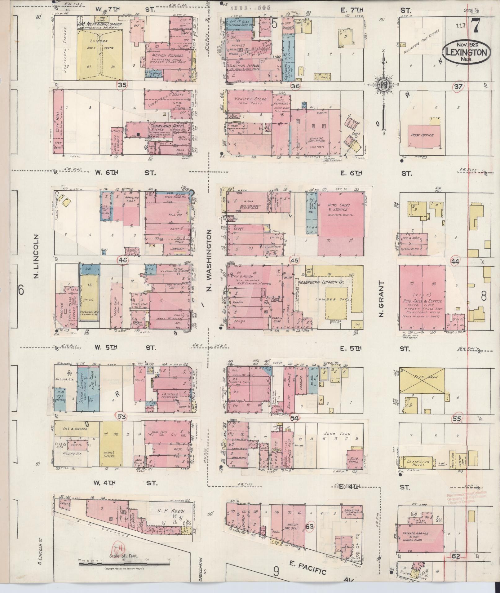 Sanborn Fire Insurance Map from Lexington, Dawson County, Nebraska (1943), Sheet #0007 - Complete Map Set gallery image, historic Sanborn map, vintage wall art, Nebraska Nebraska