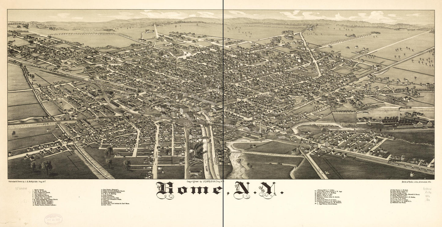 Rome, N.Y. (1886) – Historic Bird’s-Eye View Panorama Print