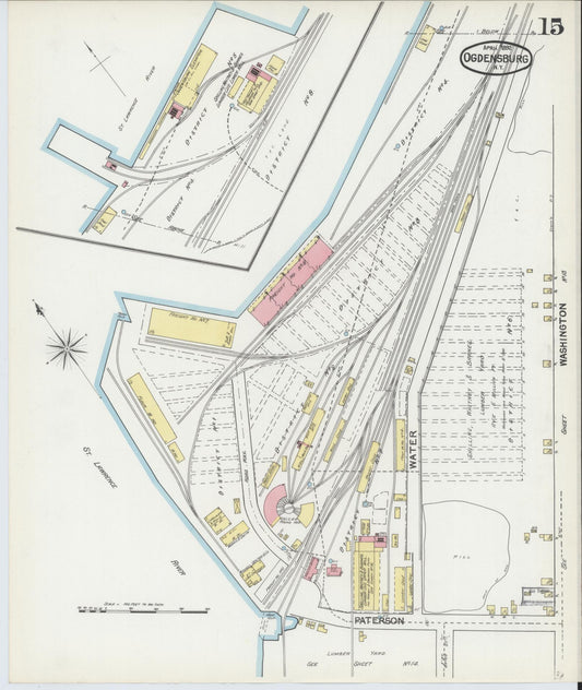 Sanborn Fire Insurance Map from Ogdensburg, St. Lawrence County, New York (1892), Sheet #0014 - Historic Sanborn Fire Insurance Map Print, vintage old map wall art, antique decor, genealogy gift, New York New York map