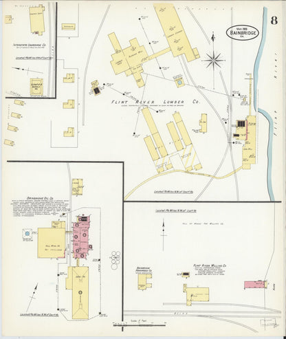 Sanborn Fire Insurance Map from Bainbridge, Decatur County, Georgia (1909), Sheet #0008 - Complete Map Set gallery image, historic Sanborn map, vintage wall art, Georgia Georgia