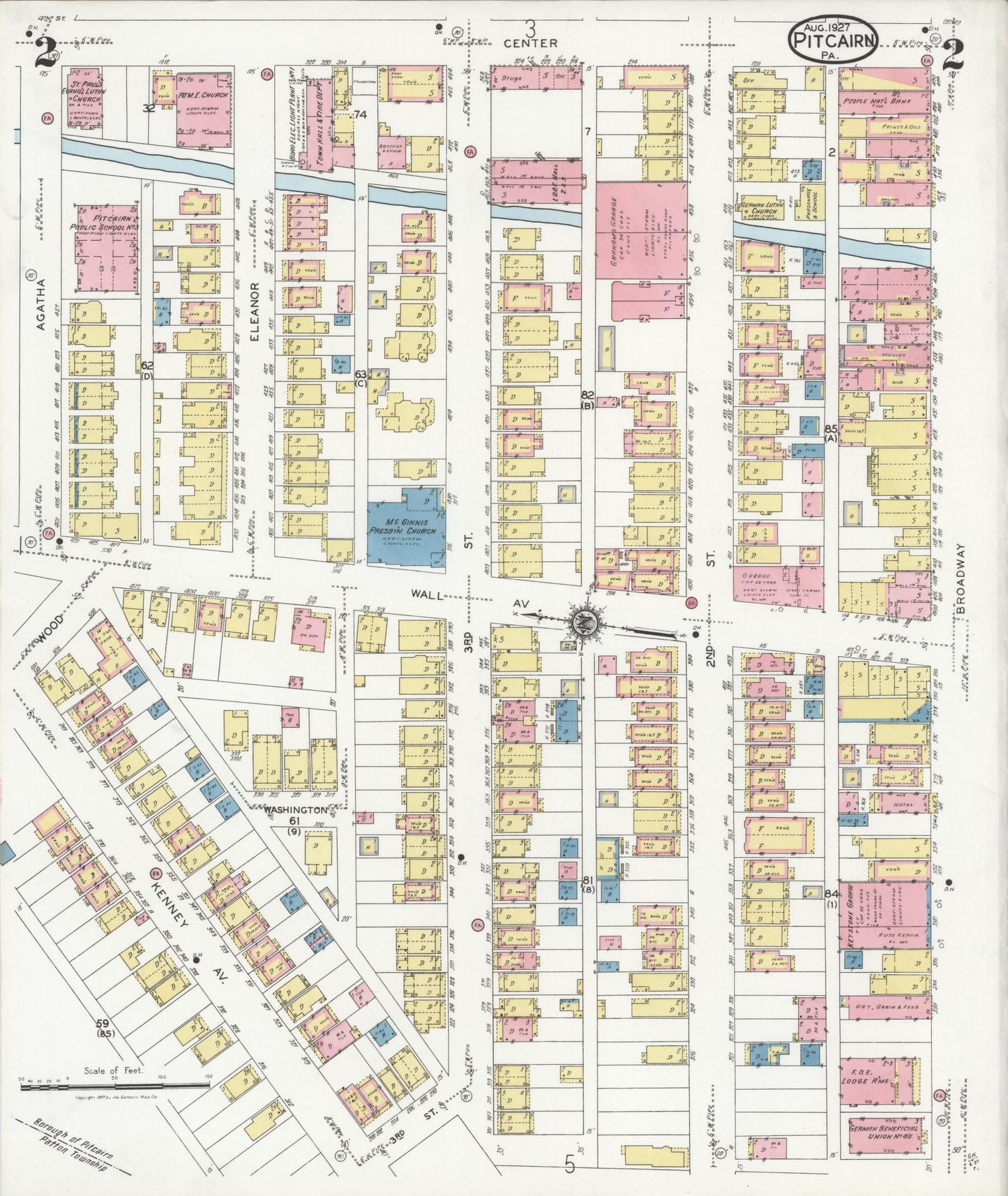 Sanborn Fire Insurance Map from Pitcairn, Allegheny County, Pennsylvania (1927), Sheet #0002 - Complete Map Set gallery image, historic Sanborn map, vintage wall art, Pennsylvania Pennsylvania