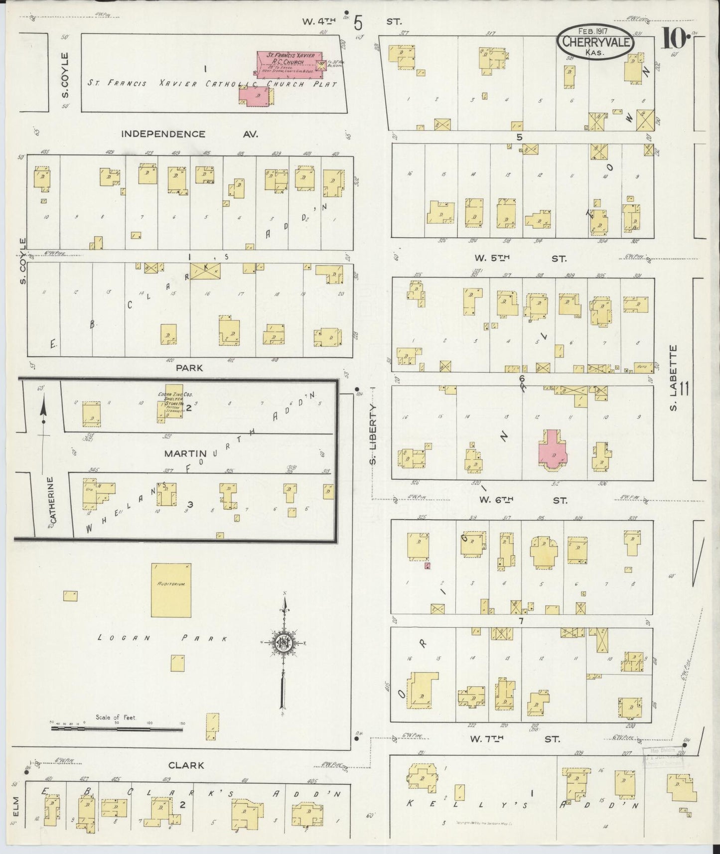 Sanborn Fire Insurance Map from Cherryvale, Montgomery County, Kansas (1917), Sheet #0010 - Complete Map Set gallery image, historic Sanborn map, vintage wall art, Kansas Kansas