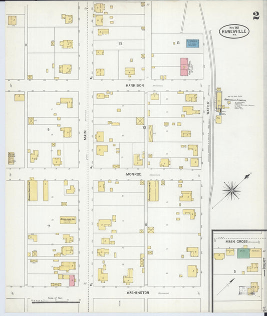Sanborn Fire Insurance Map from Hawesville, Hancock County, Kentucky (1903), Sheet #0002 - Historic Sanborn Fire Insurance Map Print, vintage old map wall art, antique decor, genealogy gift, Kentucky Kentucky map