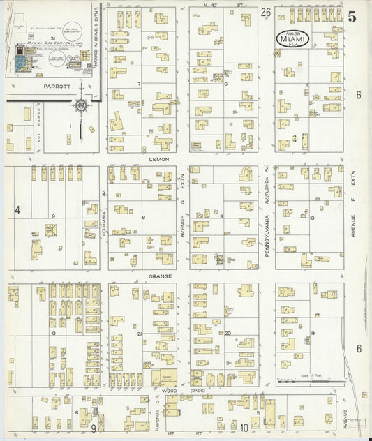 Sanborn Fire Insurance Map from Miami, Dade County, Florida (1914), Sheet #0005 - Historic Sanborn Fire Insurance Map Print, vintage old map wall art, antique decor, genealogy gift, Florida Florida map