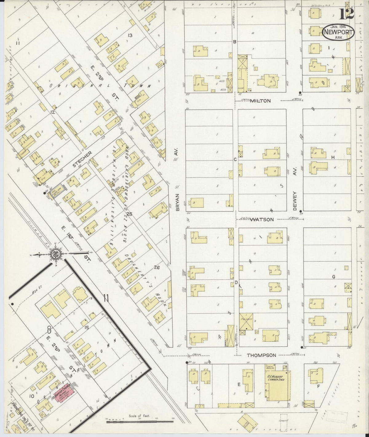 Sanborn Fire Insurance Map from Newport, Jackson County, Arkansas (1914), Sheet #0012 - Complete Map Set gallery image, historic Sanborn map, vintage wall art, Arkansas Arkansas