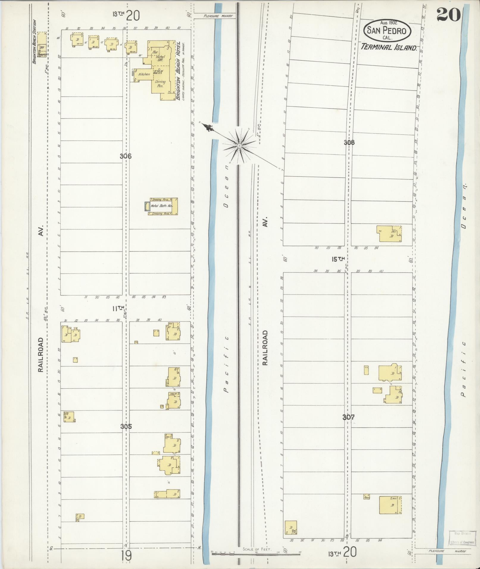 Sanborn Fire Insurance Map from San Pedro, Los Angeles County, California (1902), Sheet #0020 - Complete Map Set gallery image, historic Sanborn map, vintage wall art, California California