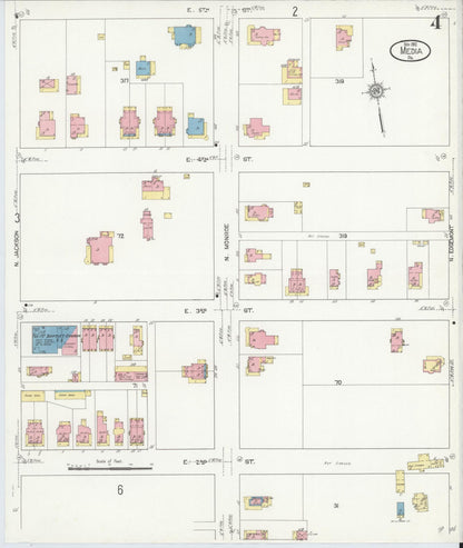 Sanborn Fire Insurance Map from Media, Delaware County, Pennsylvania (1912), Sheet #0004 - Historic Sanborn Fire Insurance Map Print, vintage old map wall art, antique decor, genealogy gift, Pennsylvania Pennsylvania map