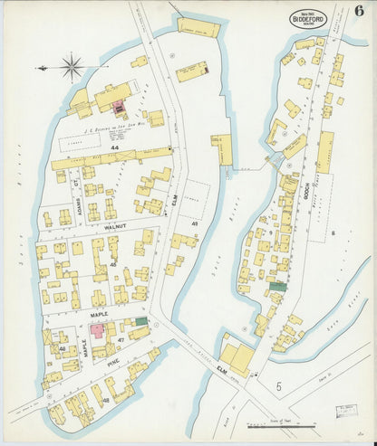 Sanborn Fire Insurance Map from Biddeford, York County, Maine (1901), Sheet #0006 - Complete Map Set gallery image, historic Sanborn map, vintage wall art, Maine Maine