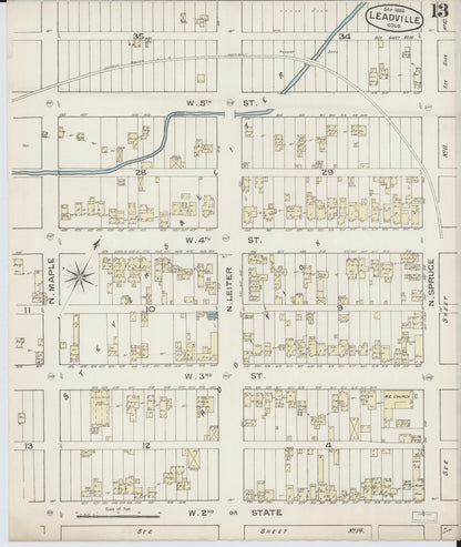 Sanborn Fire Insurance Map from Leadville, Lake County, Colorado (1886), Sheet #0013 - Complete Map Set gallery image, historic Sanborn map, vintage wall art, Colorado Colorado