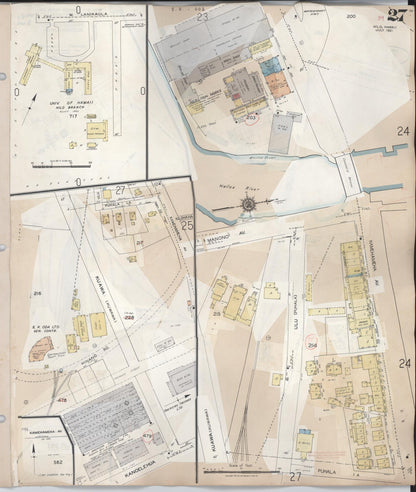 Sanborn Fire Insurance Map from Hilo, Hawaii County, Hawaii (1957), Sheet #0027 - Historic Sanborn Fire Insurance Map Print, vintage old map wall art