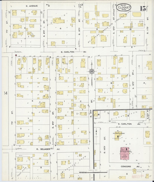 Sanborn Fire Insurance Map from Cloquet, Carlton County, Minnesota (1911), Sheet #0015 - Historic Sanborn Fire Insurance Map Print, vintage old map wall art, antique decor, genealogy gift, Minnesota Minnesota map