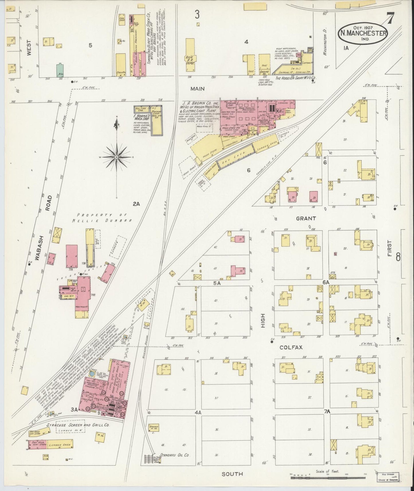 Sanborn Fire Insurance Map from North Manchester, Wabash County, Indiana. (1907), Sheet 7 – Historic Sanborn Fire Insurance Map Print