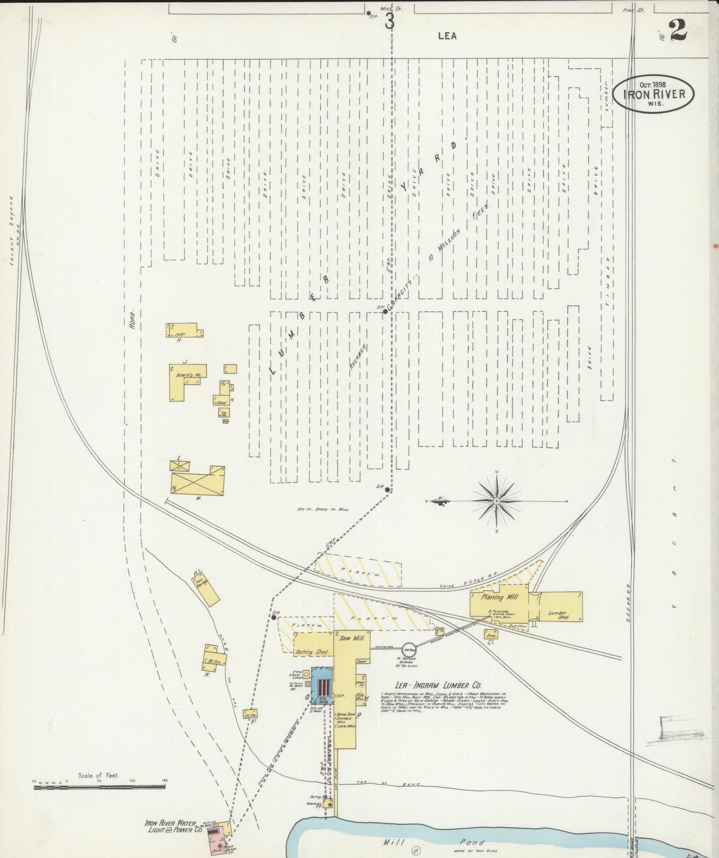 Sanborn Fire Insurance Map from Iron River, Bayfield County, Wisconsin (1898), Sheet #0002 - Complete Map Set gallery image, historic Sanborn map, vintage wall art, Wisconsin Wisconsin