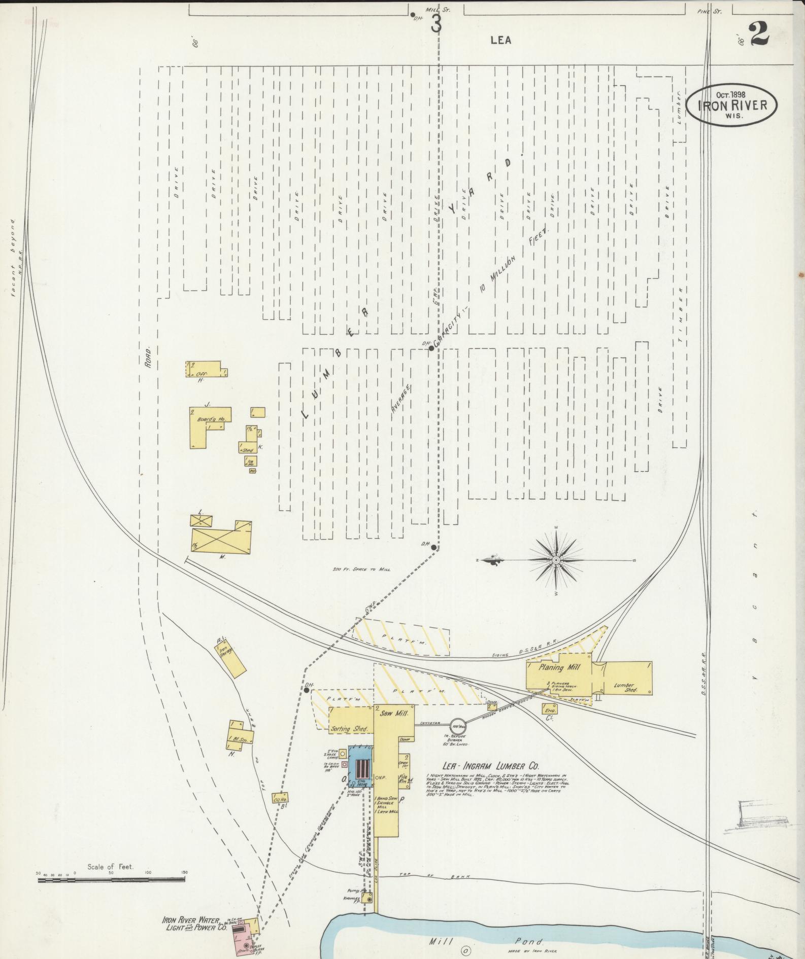 Sanborn Fire Insurance Map from Iron River, Bayfield County, Wisconsin (1898), Sheet #0002 - Complete Map Set gallery image, historic Sanborn map, vintage wall art, Wisconsin Wisconsin