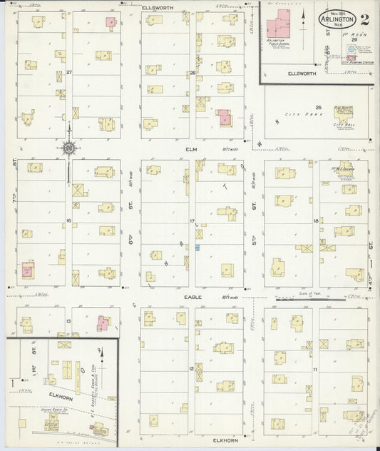 Sanborn Fire Insurance Map from Arlington, Washington County, Nebraska (1914), Sheet #0002 - Historic Sanborn Fire Insurance Map Print, vintage old map wall art, antique decor, genealogy gift, Nebraska Nebraska map
