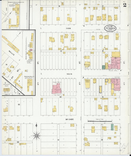 Sanborn Fire Insurance Map from Pender, Thurston County, Nebraska (1904), Sheet #0002 - Historic Sanborn Fire Insurance Map Print, vintage old map wall art, antique decor, genealogy gift, Nebraska Nebraska map