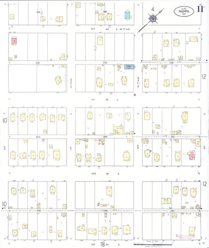 Sanborn Fire Insurance Map from Nampa, Canyon County, Idaho (1921), Sheet #0011 - Complete Map Set gallery image, historic Sanborn map, vintage wall art, Idaho Idaho