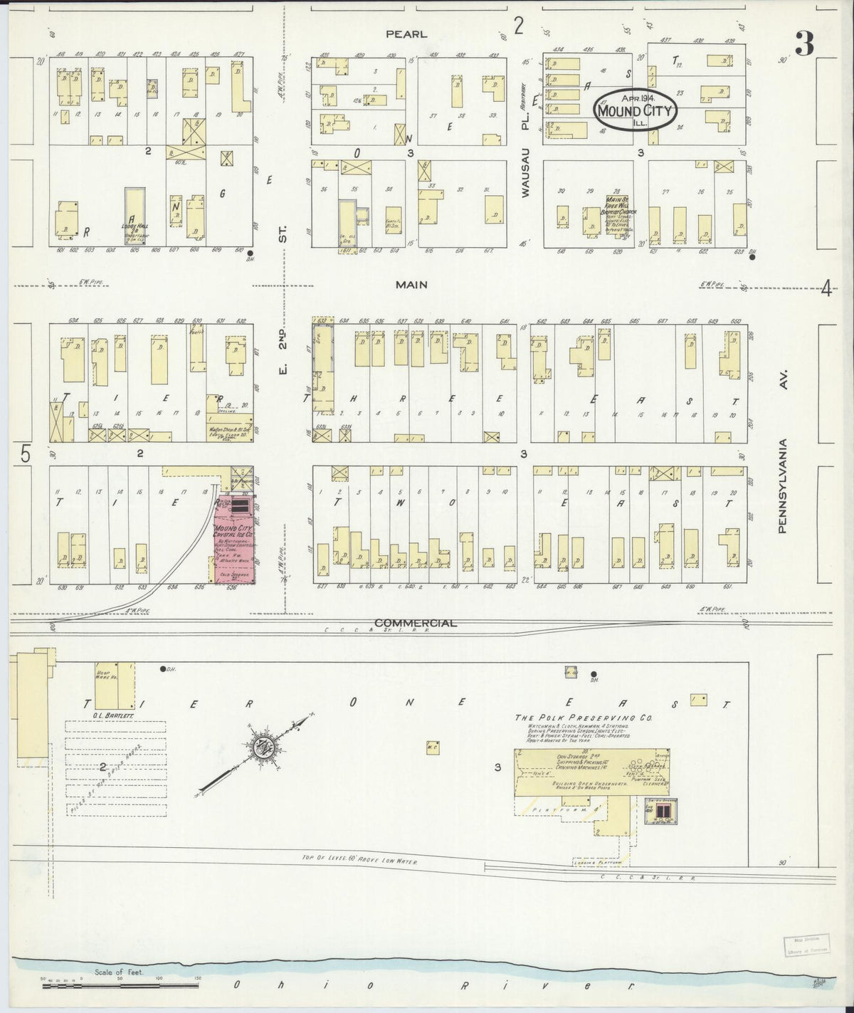 Sanborn Fire Insurance Map from Mound City, Pulaski County, Illinois (1914), Sheet #0003 - Complete Map Set gallery image, historic Sanborn map, vintage wall art, Illinois Illinois
