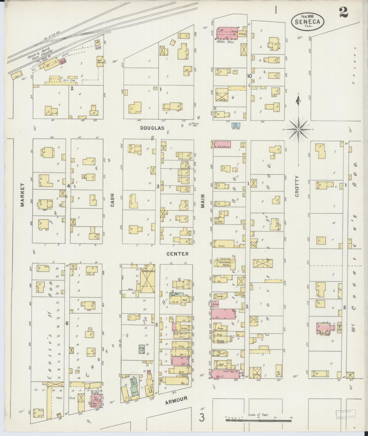 Sanborn Fire Insurance Map from Seneca, La Salle County, Illinois (1898), Sheet #0002 - Historic Sanborn Fire Insurance Map Print, vintage old map wall art, antique decor, genealogy gift, Illinois Illinois map