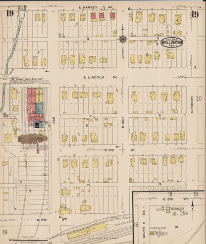 Sanborn Fire Insurance Map from Wellington, Sumner County, Kansas (1922), Sheet #0019 - Complete Map Set gallery image, historic Sanborn map, vintage wall art, Kansas Kansas