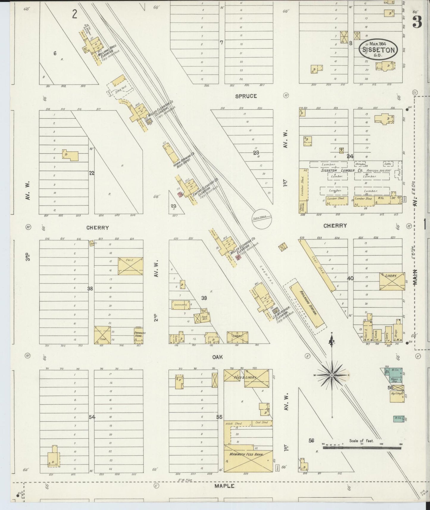 Sanborn Fire Insurance Map from Sisseton, Roberts County, South Dakota (1904), Sheet #0003 - Complete Map Set gallery image, historic Sanborn map, vintage wall art, South Dakota South Dakota
