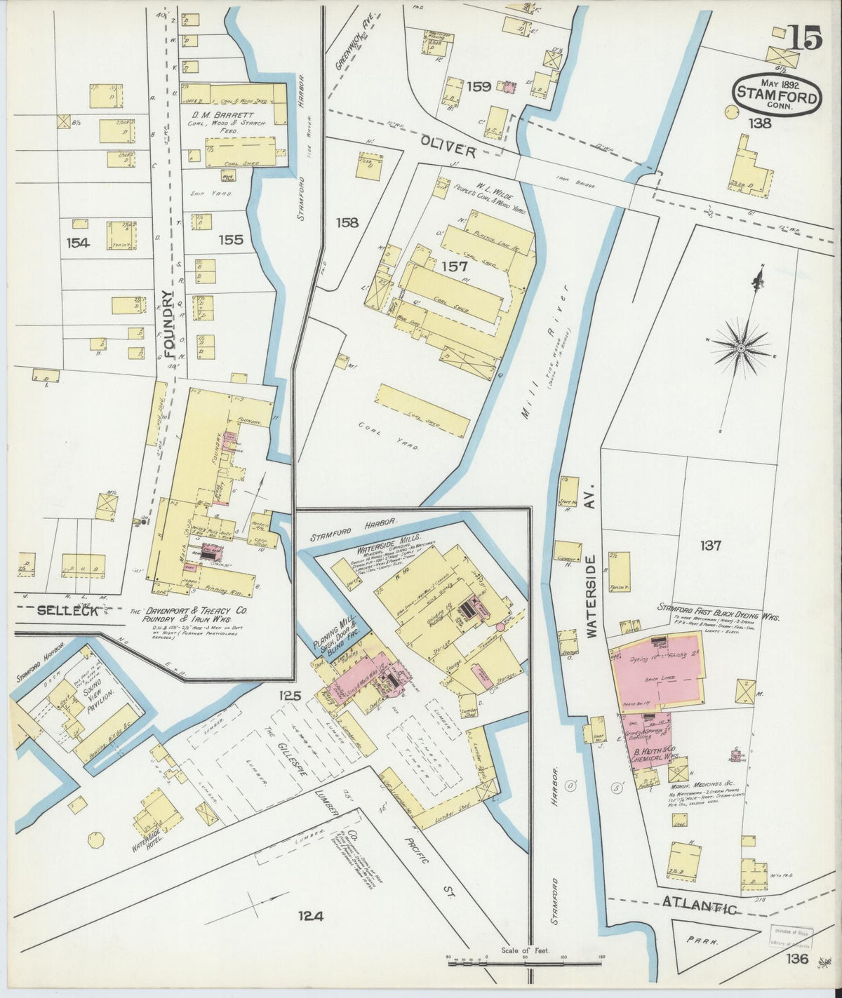 Sanborn Fire Insurance Map from Stamford, Fairfield County, Connecticut (1892), Sheet #0015 - Complete Map Set gallery image, historic Sanborn map, vintage wall art, Connecticut Connecticut