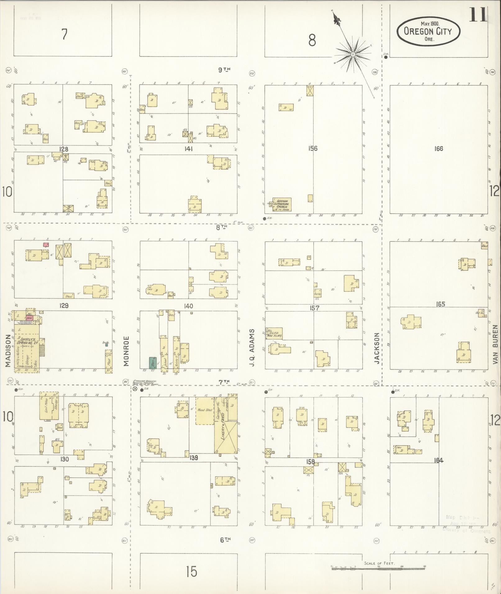 Sanborn Fire Insurance Map from Oregon City, Clackamas County, Oregon (1900), Sheet #0011 - Complete Map Set gallery image, historic Sanborn map, vintage wall art, Oregon Oregon