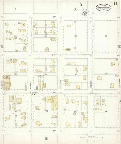 Sanborn Fire Insurance Map from Oregon City, Clackamas County, Oregon (1900), Sheet #0011 - Complete Map Set gallery image, historic Sanborn map, vintage wall art, Oregon Oregon