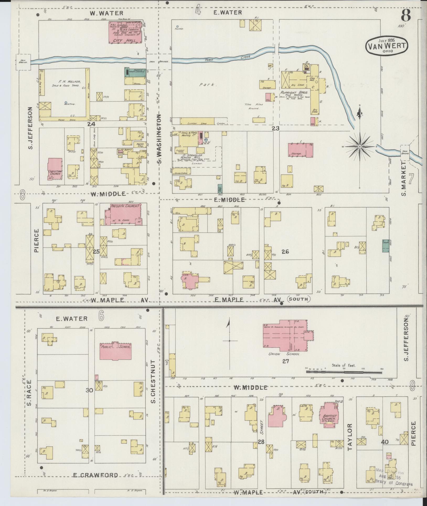 Sanborn Fire Insurance Map from Van Wert, Van Wert County, Ohio (1895), Sheet #0008 - Complete Map Set gallery image, historic Sanborn map, vintage wall art, Ohio Ohio