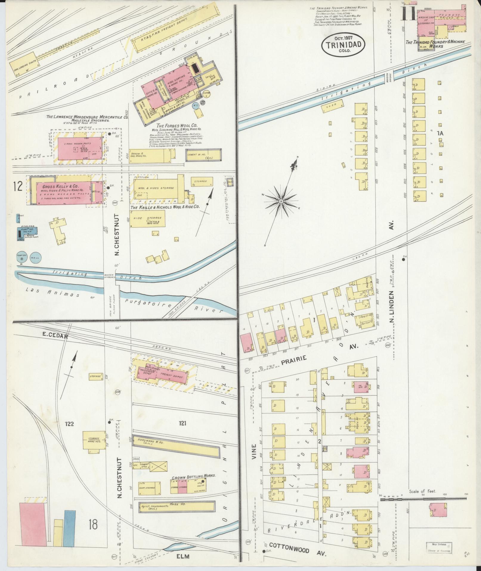 Sanborn Fire Insurance Map from Trinidad, Las Animas County, Colorado (1907), Sheet #0011 - Historic Sanborn Fire Insurance Map Print, vintage old map wall art, antique decor, genealogy gift, Colorado Colorado map