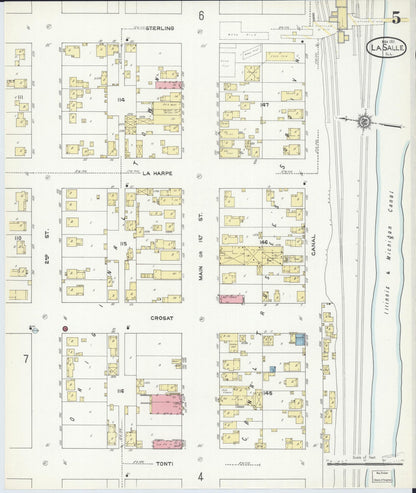 Sanborn Fire Insurance Map from La Salle, La Salle County, Illinois (1911), Sheet #0005 - Historic Sanborn Fire Insurance Map Print, vintage old map wall art, antique decor, genealogy gift, Illinois Illinois map