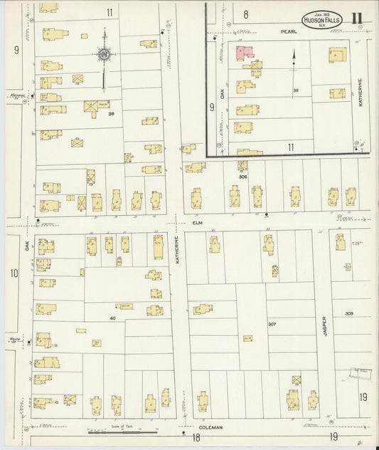 Sanborn Fire Insurance Map from Hudson Falls, Washington County, New York (1913), Sheet #0011 - Historic Sanborn Fire Insurance Map Print, vintage old map wall art, antique decor, genealogy gift, New York New York map